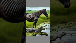 A man rescue a weak black horse horse crocodile [upl. by Huebner]