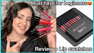 Swiss beauty bold matte lip liner set of 12✨ Review  Lip swatches💄 Kp styles [upl. by Ayaros]