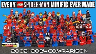 COMPARISON EVERY LEGO SpiderMan Minifig EVER MADE 2002  2024 [upl. by Anayia]