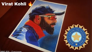 Drawing Virat Kohli using colour pencils 🔥  Indian cricketer 🔹colour pencil drawing [upl. by Anelrac]