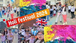 Holi Festival 2024 UK 🇬🇧 Leeds celebrating [upl. by Aihsotal]