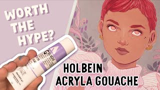 Holbein Acryla Gouache ✨ Review Guide amp Tips plus Painting Process  Acrylic Speedpainting [upl. by Sonitnatsok]