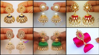 6 Beautiful Jhumka Earrings Making At Home  Silk Thread Jhumka Designs  Earrings  uppunutihome [upl. by Lehctim610]