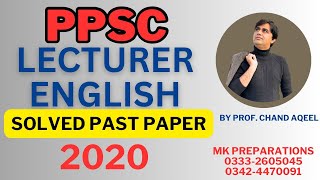 PPSC Lecturer English Solved Past Paper 2020  Lecturer English Instructor SS amp SST English Prep [upl. by Diandre]