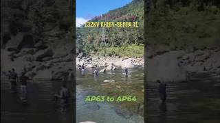 132 kV Khupi Seppa TL  Working time Powergrid  River crossing shorts short youtubeshorts reels [upl. by Nwahsat]