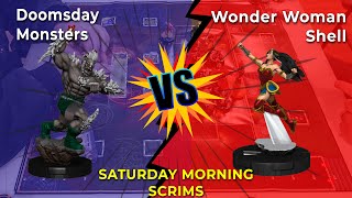 Wonder Woman Prime Shell vs Doomsday Monsters Heroclix Gameplay  Saturday Morning Scrims [upl. by Nnovahs]