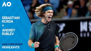 Sebastian Korda v Andrey Rublev Highlights  Australian Open 2024 Third Round [upl. by Rihana]