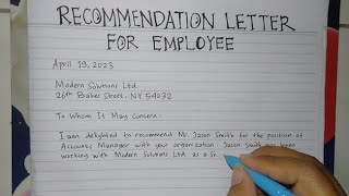 How to Write A Recommendation Letter for Job Employee Step by Step  Writing Practices [upl. by Alliuqal665]