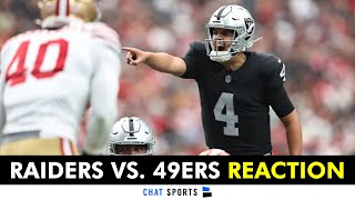 Raiders vs 49ers Post Game Reaction Highlights amp Raiders Rumors On Aidan O’Connell Zamir White [upl. by Ylevol220]