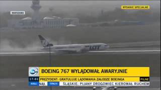 Boeing 767 Emergency Landing Warsaw 01112011 [upl. by Sexela113]