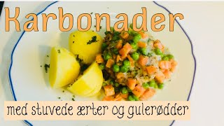 Karbonader med stuvede ærter og gulerødder [upl. by Esoranna169]