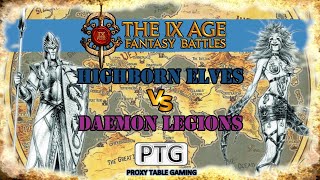 351 30 Highborn Elves vs Daemon Legions  Battle Report  The 9th Age T9A [upl. by Starling220]