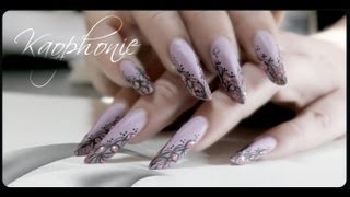 Tuto nail art Dentelles aquarelle et pierres pailletées [upl. by Ellessig]