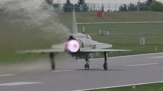 Saab AJS37 Viggen thrust reverser landing and short take off Swedish Air Force 90 years at Malmen [upl. by Reuven992]