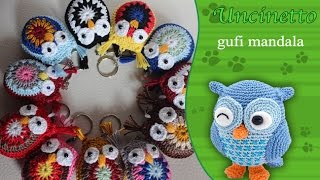 Uncinetto amigurumi portachiavi gufi mandala  how to do keychain owls mandala [upl. by Henley]