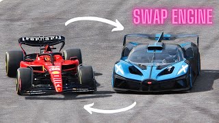 Ferrari F1 2023 SF23 vs Bugatti Bolide  SWAP ENGINE  Le Mans 24h Circuit [upl. by Nnaacissej620]