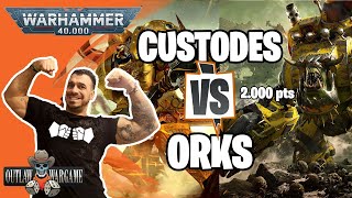 Rapport de bataille Warhammer 40000 V9 Orks vs Adeptus Custodes [upl. by Lenahtan555]