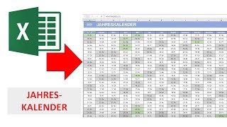 Jahreskalender 2021 I Excel Vorlage I Excelpedia [upl. by Vihs182]