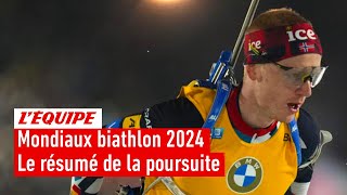 Mondiaux biathlon 2024  Johannes Boe champion du monde sur la poursuite triplé norvégien à la clé [upl. by Essyle938]