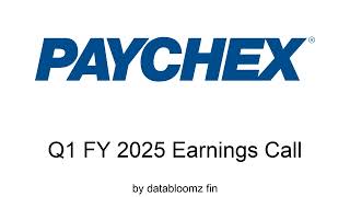 Paychex Inc Q1 FY 2025 Earnings Conference Call [upl. by Yramliw704]