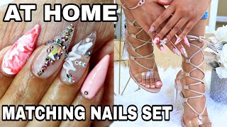 quarantine MANICURE amp PEDICURE  Stiletto Acrylic Nails  At Home Pedicure Tutorial [upl. by Ereveniug]