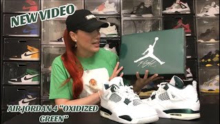 AIR JORDAN 4 “OXIDIZED GREEN” REVIEW ON FEET AND OUTFIT IDEA [upl. by Atimed]