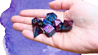 Unboxing and Review Chessex Gemini PurpleTealGold Polyhedral Dice Setquot [upl. by Olnton]