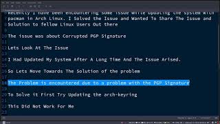 Arch Linux Error Failed to Commit transactioninvalid or corrupted PGP signature [upl. by Zzaj]