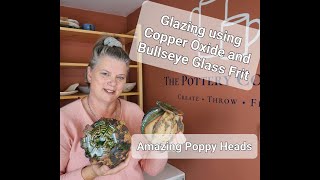 Kiln Opening Sculptural Poppy Heads using Copper Oxide and Bullseye Glass Frit Pottery Tutorial [upl. by Hi]