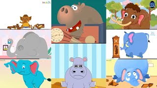 HICKORY DICKORY DOCK  2 HIPPO 2 MAMMOTH AND 4 ELEPHANT  CLOCK CRASHER PARTY  EFFECT TUTORIAL [upl. by Berglund]