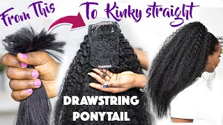 😱SHE CHANGED THE GAME AGAIN DIY 280 Kinky Straight DRAWSTRING PONYTAIL with Kanekalon hair [upl. by Sophia]