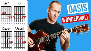 Wonderwall by Oasis  Acoustic Guitar Lesson  How to Play Strumming Chord Songs [upl. by Nohj]