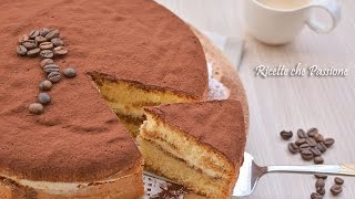 Torta tiramisù  Con Pan di spagna  Crema al mascarpone senza uova  Ricette che Passione [upl. by Yttap624]