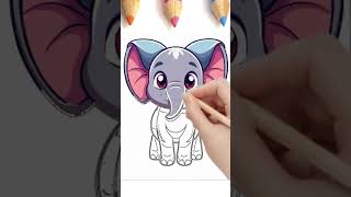 Coloring Tutorial Revealed How Do You Color a Cute elephant drawing coloring trendingshorts [upl. by Almap203]