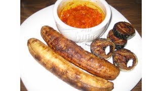 Nigerian Boli Roasted Plantains with Pepper Sauce  Flo Chinyere [upl. by Hamehseer]