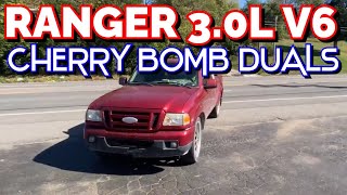 2006 Ford Ranger 30L V6 DUAL EXHAUST w CHERRY BOMB GLASS PACKS [upl. by Acirderf]