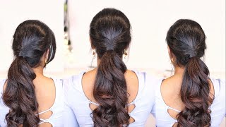 PONYTAIL hairstyle  Simple Twisted Ponytail  2 minute Easy Hair for College Work  Femirelle [upl. by Atwood566]