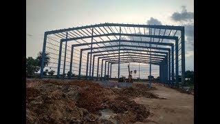 steel structure construction process step by step in site  skelton frameciviltechconstructions [upl. by Badr]