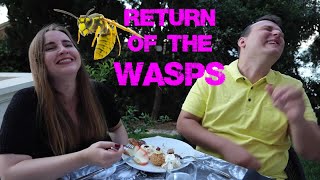 Mukbang in Greece  Skill and Vivi try to eat while being swarmed by wasps [upl. by Nevada]