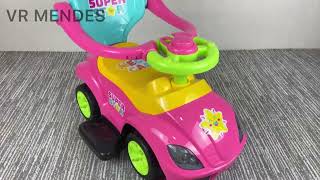 Totoka Carrinho De Bebê Triciclo Infantil Mega Car Rosa com Proteção e Empurrador [upl. by Daren610]