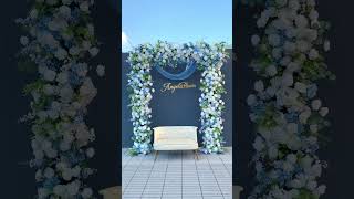 Blue White Rose Greenery Floral Arrangement Decor Wedding Backdrop Frame flowerdecor wedding diy [upl. by Nylirak]