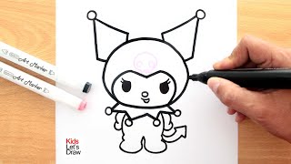 Cómo dibujar y pintar a KUROMI paso a paso usando marcadores [upl. by Keithley]