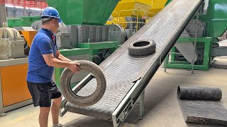 Tire Rubber Recycling Shredding Steel Separation and Rubber Sorting Machine [upl. by Werda]