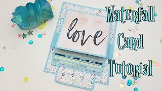 Waterfall Card Tutorial  Interactive Mini Album piece [upl. by Matthaeus]