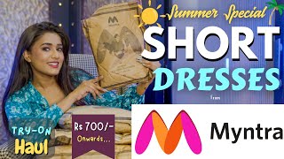 All new collection of SHORT DRESSES from MYNTRA😍 Summer edition  Tryon  honest review gimaashi [upl. by Box]