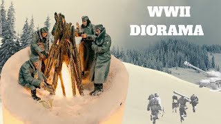 WW2 DIORAMA Amazing MiniArt German Soldiers Winter FLICKER CANDLE display 135 scale [upl. by Nehtanoj]