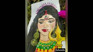 drawing of ma durga art artist youtubeshorts viralvideo drawing navratri [upl. by Macario]