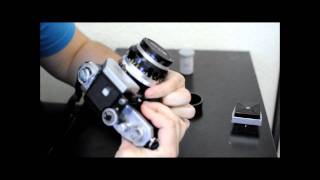 Nikon F 35mm  How to Unload film and change viewfinders [upl. by Inig]