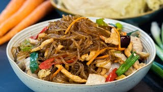 Stir Fry Vermicelli Noodles with Chicken amp Napa Cabbage 酸菜鸡丝炒粉条 [upl. by Fira]