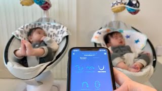 ママルー mamaRoo 電動バウンサーをスマホから操作  双子育児での使用レビュー How to Use the 4moms mamaRoo through Smartphone App [upl. by Yahsat377]